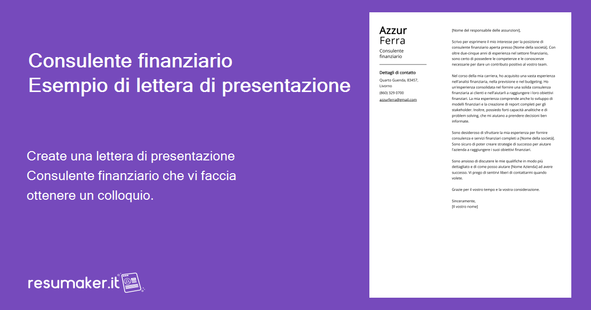 Lettera Di Presentazione Consulente Finanziario Esempi E Guide Lavori