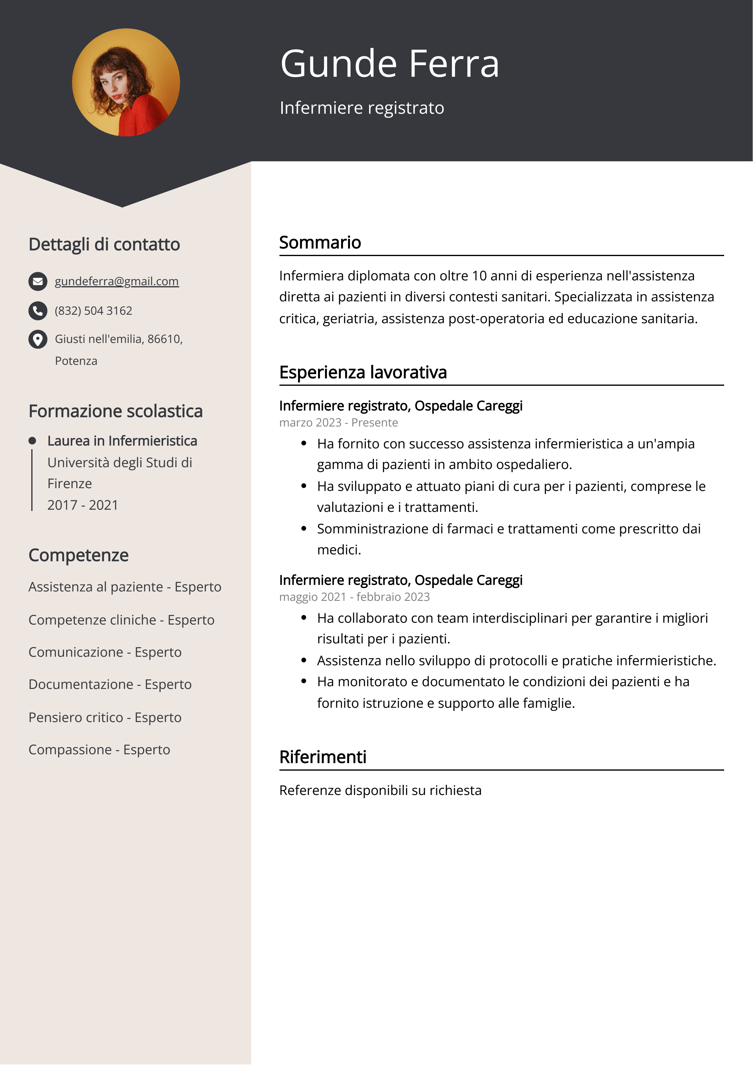 Infermiere registrato Esempio di curriculum