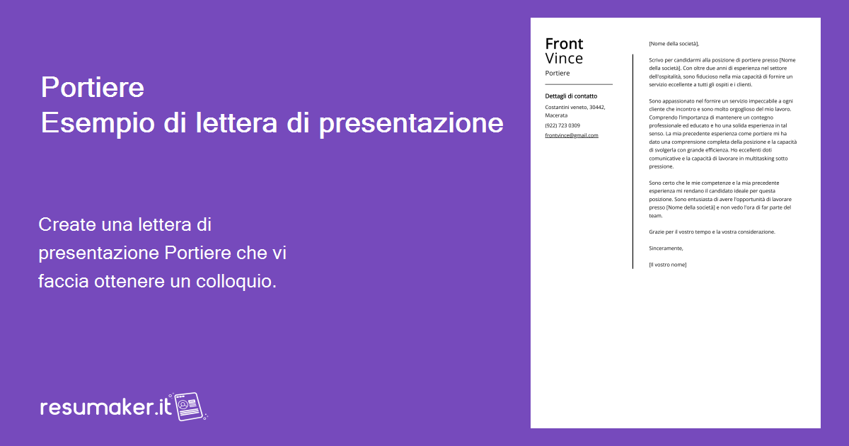 Esempio Di Lettera Di Presentazione Per Portiere