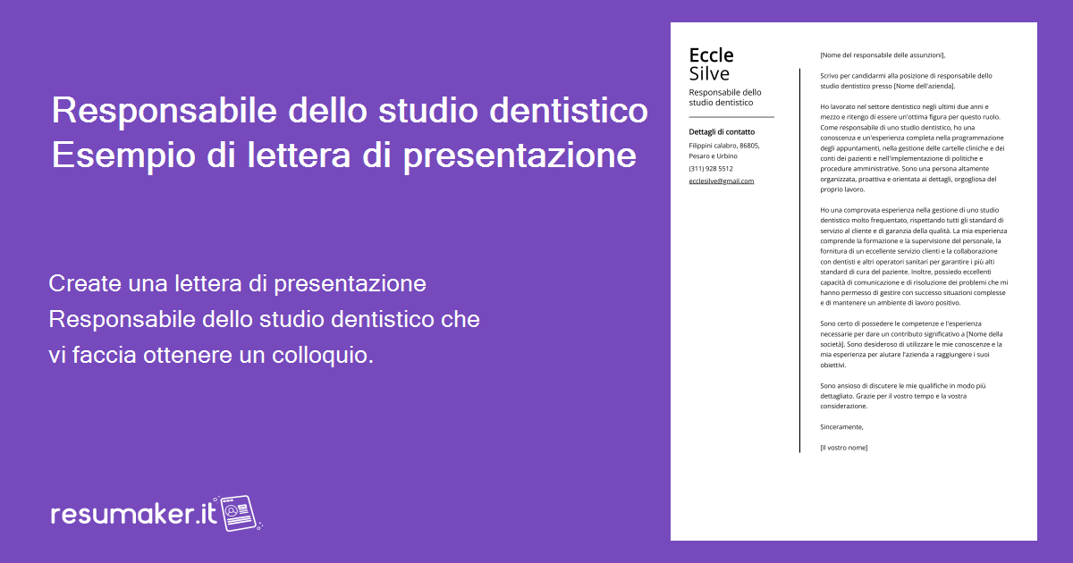 Esempio di lettera di presentazione per il 2024 Responsabile dello ...