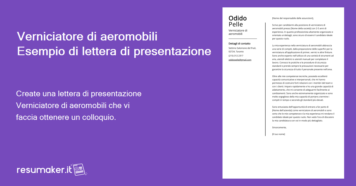 Lettera Esempio di lettera di presentazione per il 2025