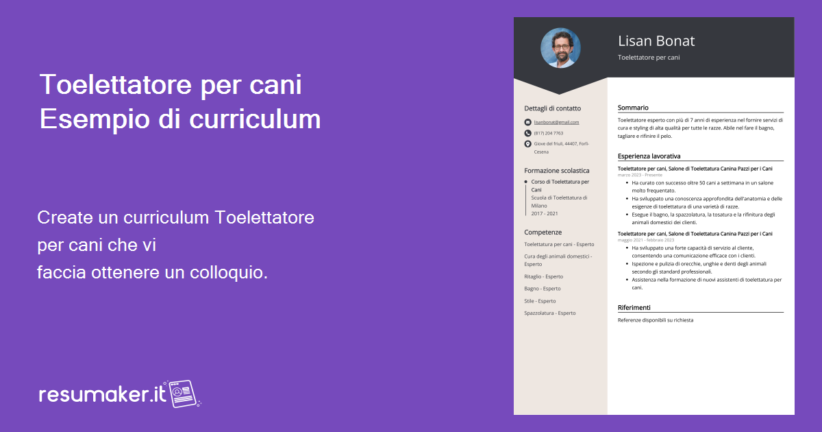 Esempio di curriculum per toelettatore di cani (Guida gratuita)